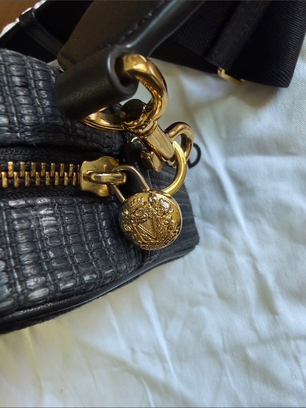 Veronica Beard Black Crossbody Camera Bag with Embossed Crest - Picture 6 of 7